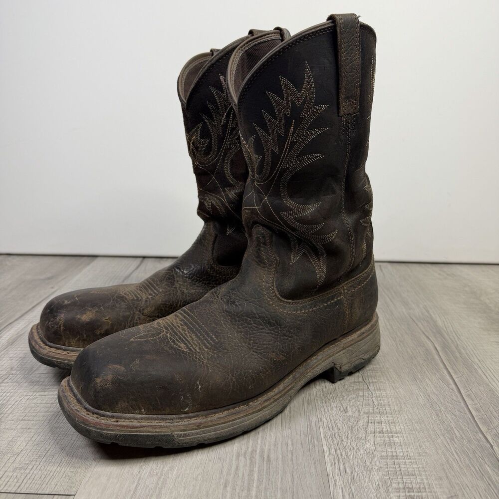 Ariat Workhog Work Boots Mens 12 B Square Toe Waterproof Composite Toe Safety A